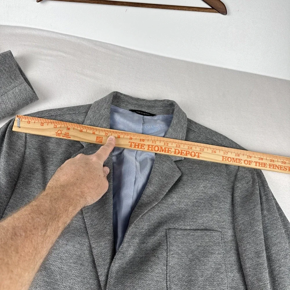 Banana Republic Mens Tailored Slim Fit Knit Blazer 46L Gray Preppy Office